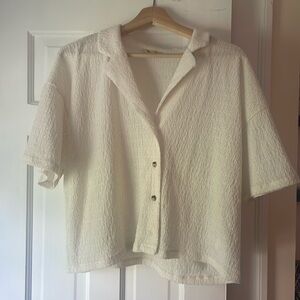Madewell white button up short sleeve large